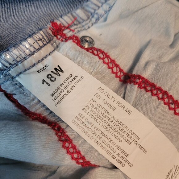 Royalty For Me Jeans Size 18 W Curvy Fit High Rise Ripped Frayed Slanted Ankle - Picture 4 of 10